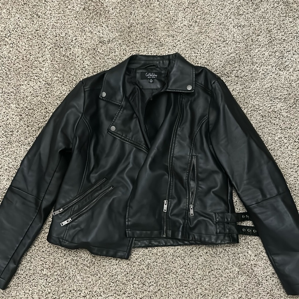 Lined faux leather jacket
